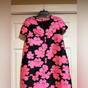 Lanvin Paris Mini Dress pink and black floral pattern.